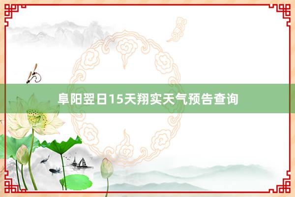 阜阳翌日15天翔实天气预告查询